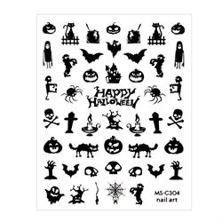 Halloween klistermærker i sort, selvklæbende og ultratynde, MS-C304, GNB